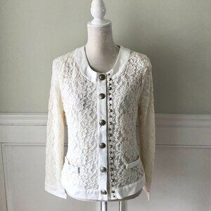 Monoreno NWT Ivory Lace Jacket Cardigan M